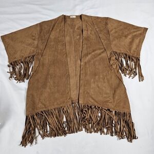 Hollister faux Suede Western Fringe Cardigan Sweater Cowboy Jacket Size S